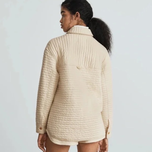 Everlane The Organic Cotton Quilted Shirt Jacket Cream Parchment M - Picture 2 of 13